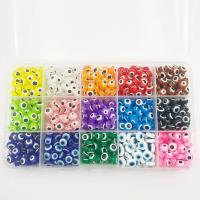 Harz Evil Eye Perlen, flache Runde, DIY & böser Blick- Muster, gemischte Farben, 8mm, verkauft von Box