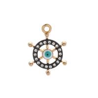 Tibetan Style Enamel Pendants, plated, evil eye pattern & with rhinestone, more colors for choice, 20x23mm, 100PCs/Bag, Sold By Bag