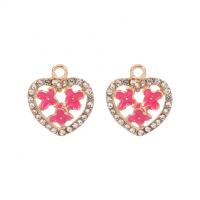 Tibetan Style Enamel Pendants, Heart, plated, with rhinestone, more colors for choice, 10-35mm, 100PCs/Bag, Sold By Bag