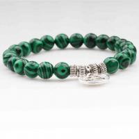 Malachite Bracelet, with Stainless Steel, Unisex, mixed colors, Length:19 cm, Sold By PC