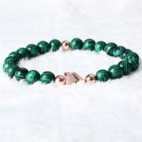 Malachite Bracelet, with Stainless Steel, Unisex, mixed colors, 8mm, Length:19 cm, Sold By PC
