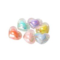Bead in Bead Acrylic Beads, Heart, DIY, mixed colors, 17x13mm, 100PCs/Bag, Sold By Bag