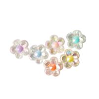 Belagte akryl perler, Flower, forgyldt, du kan DIY, blandede farver, 12mm, 100pc'er/Bag, Solgt af Bag
