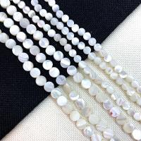 Perle, flache Runde, DIY & verschiedene Größen vorhanden, weiß, verkauft per ca. 15 ZollInch Strang