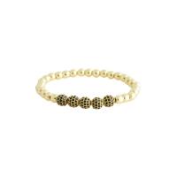 Hematite Bracelet, with Brass, Round, gold color plated, Unisex & radiation protection & micro pave cubic zirconia, more colors for choice, 6mm, Length:Approx 7.48 Inch, Sold By PC
