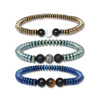 Gemstone Bracelets Hematite with Natural Stone Round plated vintage & Unisex & radiation protection 8mm Length Approx 7.09 Inch Sold By PC