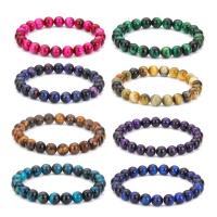 Natural Tiger Eye Bracelets, Round, Unisex & radiation protection, more colors for choice, 8mm, Length:Approx 7.48 Inch, Sold By PC