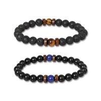 Gemstone Bracelets, Natural Stone, Round, different materials for choice & Unisex & radiation protection, more colors for choice, 8mm, Length:Approx 7.09 Inch, Sold By PC