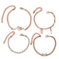 Zinc Alloy Bracelet with 1.97Inch extender chain vintage & for woman & with rhinestone golden nickel lead & cadmium free Length Approx 7.87 Inch Approx 5.91 Inch Approx Sold By Set
