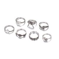 Juego de anillos de aleación de zinc, anillo de dedo, chapado, para mujer, más colores para la opción, libre de níquel, plomo & cadmio, aproximado 7PCs/Bolsa, Vendido por Bolsa