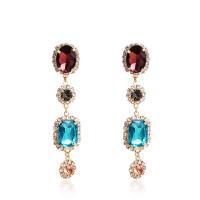 Crystal Earrings, Tibetan Style, with Crystal, gold color plated, different styles for choice & for woman & faceted & with rhinestone, more colors for choice, nickel, lead & cadmium free, 15x70mm, Sold By Pair