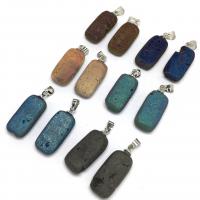 Gemstone Pendants Jewelry, with Brass, Rectangle, silver color plated, DIY, more colors for choice, 10x23mm, Sold By PC