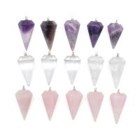 Quartz Gemstone Pendants with Brass Artemis silver color plated DIY Sold By PC