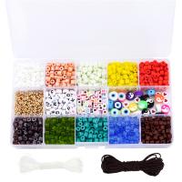 Seedbead Conjunto de pulseiras DIY, with acrilico, esmalte, cores misturadas, 174x98mm, 1100PCs/box, vendido por box