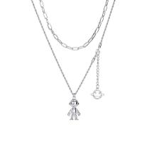 Titanium Steel Necklace with zinc alloy pendant with 1.96inch extender chain Astronaut plated Double Layer & Unisex Length Approx 20  Approx 16.1  Sold By PC