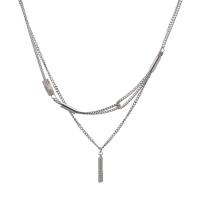 Titanium stål halskæde, med zink legering vedhæng, med 1.96inch extender kæde, Kolonne, forgyldt, Dobbelt lag & Unisex, Længde Ca. 18.5 , Solgt af PC