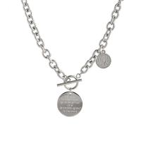 Titanium Steel Necklace Flat Round Unisex & with letter pattern Length Approx 18.1 Inch Sold By PC