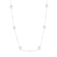 Brass Necklace with Plastic Pearl 14K gold plated fashion jewelry & for woman Length Approx 20.4 Inch Sold By PC