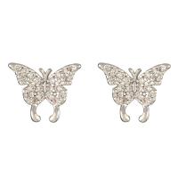 Cubic Zirconia Micro Pave Brass Earring Butterfly plated & for woman & with rhinestone nickel lead & cadmium free Sold By Pair