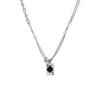 Titanium stål halskæde, med 1.96inch extender kæde, mode smykker & Unisex & emalje, Længde Ca. 16.1 inch, Solgt af PC