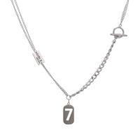 Titanium stål halskæde, Nummer 7, Unisex & hule, Længde Ca. 22.4 inch, Solgt af PC