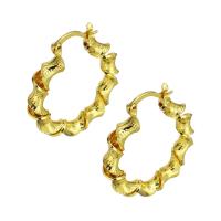 Brass Hoop Earring, real gold plated, for woman, 4x33x27mm, Sold By Pair