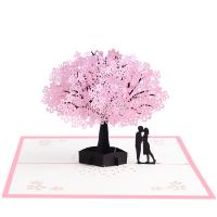 Paper 3D Greeting Card, Rectangle, printing, Collapsible & different styles for choice, pink, 150x200mm, Sold By PC