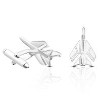 Brass Cufflinks, Airplane, platinum color plated, for man, 15x26mm, Sold By PC
