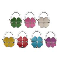 Zinc Alloy Bag Hanger Four Leaf Clover Collapsible & anti-skidding & enamel & with rhinestone original color Sold By PC