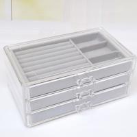 Multifunctional Jewelry Box Plastic with Velveteen Rectangle three layers & dustproof & transparent Sold By PC