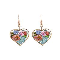 Acrylic Jewelry Earring, Tibetan Style, with Acrylic, Heart, fashion jewelry & for woman, nickel, lead & cadmium free, 49x31mm, Sold By Pair