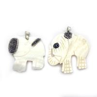 Shell Pendants with Rhinestone Clay Pave & Zinc Alloy Elephant white Sold By PC