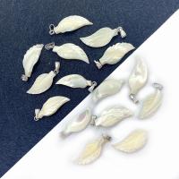 Shell Pendants, with Tibetan Style, Leaf, white, 10x30mm, Sold By PC