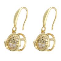 Cubic Zirconia Micro Pave Brass Earring, gold color plated, fashion jewelry & micro pave cubic zirconia & for woman, golden, 10x24x10mm, 10Pairs/Lot, Sold By Lot