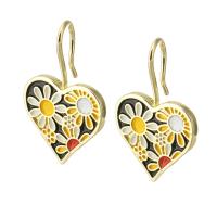 Brass Drop Earring gold color plated fashion jewelry & for woman & enamel golden Sold By Lot