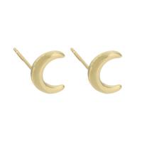 Brass Stud Earring, Moon, gold color plated, fashion jewelry & for woman, golden, 7x9.50x14mm, 10Pairs/Lot, Sold By Lot