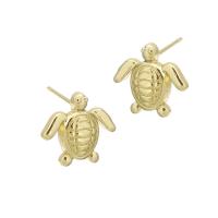 Brass Stud Earring, Turtle, gold color plated, fashion jewelry & for woman, golden, 11x10x14mm, 10Pairs/Lot, Sold By Lot