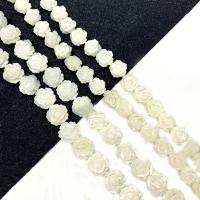Natural Freshwater Shell Beads Rose Carved DIY & double-sided white Length Approx 15 Inch Sold By PC