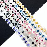 Perles en coquillage blanc naturel, coquille, coeur, DIY & motif de mauvais œil, plus de couleurs à choisir, 12mm, Vendu par Environ 16.53 pouce brin