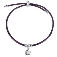 Titanium Steel Bracelet & Bangle, with leather cord, silver color plated, Adjustable & for woman & with rhinestone, more colors for choice, 10-15mm, Length:Approx 10.24 Inch, Sold By PC