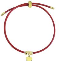 Titanium Steel Bracelet & Bangle, with leather cord, gold color plated, Adjustable & for woman, more colors for choice, 10-15mm, Length:Approx 10.24 Inch, Sold By PC