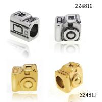 316L Stainless Steel European Large Hole Beads Camera plated Sold By PC