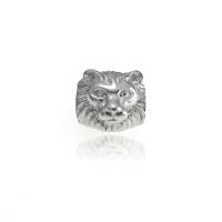 316L Stainless Steel European Large Hole Beads, Lion, silver color, 11.50x10.30mm, Sold By PC
