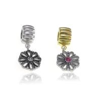 Stainless Steel European Pendants, 316L Stainless Steel, Daisy, Vacuum Ion Plating, Unisex & with rhinestone, more colors for choice, 12.50x27mm, Sold By PC