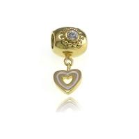 Stainless Steel European Pendants 316 Stainless Steel Heart Unisex & enamel & with rhinestone & hollow golden Sold By PC