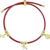 Bracelet d'acier titane, avec cordon en cuir, Placage de couleur d'or, Réglable & pour femme, plus de couleurs à choisir, 10-15mm, Longueur:Environ 10.24 pouce, Vendu par PC