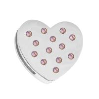 Stainless Steel Slide Charm 316L Stainless Steel Heart plated with rhinestone 12mm Sold By PC