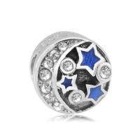 316L Stainless Steel European Large Hole Beads, Vacuum Ion Plating, enamel & faceted & with rhinestone, more colors for choice, 10-15mm, Sold By PC