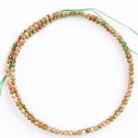 Perline Unakite, verde fiore, Cerchio, lucido, DIY & formato differente per scelta & sfaccettati, 2-4mm, Venduto per Appross. 14.96 pollice filo