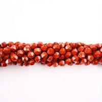 красный джаспер Бусины, Круглая, полированный, поверхность звездообразной резки & DIY, красный, 8mm, Продан через Приблизительно 14.96 дюймовый Strand